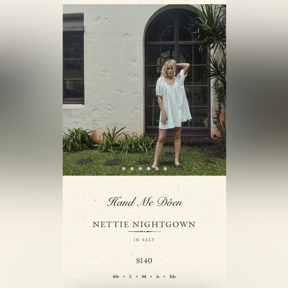 ✨💋SOLD💋✨👗💐DÔEN ‘Nettie’ Organic Cotton Short Nightgown Glass Slipper S✨ - Picture 16 of 17